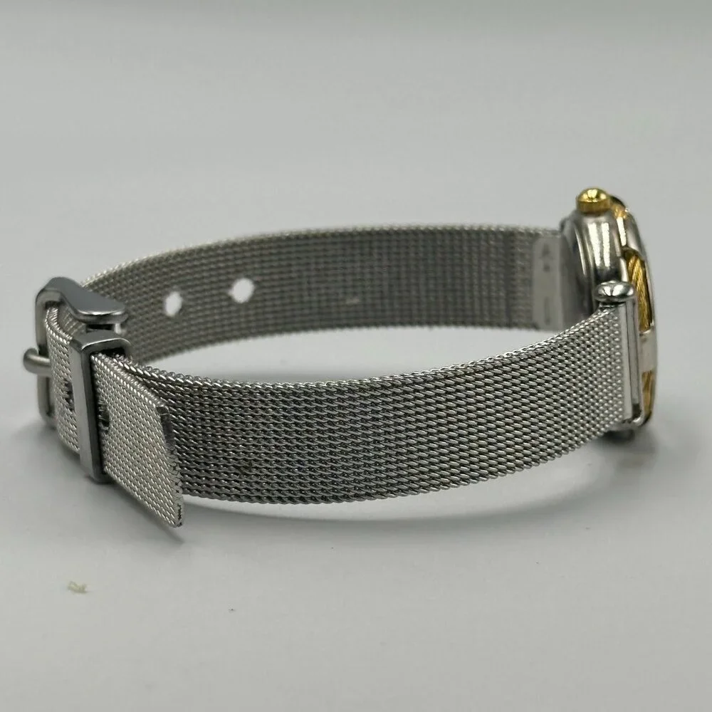 3/$30 Vivani Watch Women Silver Tone Twisted Rope Bezel Mesh Band 8.5